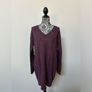 American Eagle Outfitters Maroon Knit Tunic V Neck Sweater XL